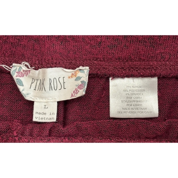 Pink Rose Women’s Burgundy Knit Lounge Pants (Size L) - Picture 5 of 8